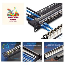 24 Port RJ45 Patch Panel Cat6 STP Feed Through, Coupler Network Panel 19 Inch...