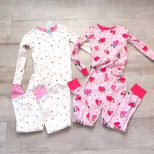 Lot 2 Mini Boden Girls Pajamas Size 9Y 134 Cm Pink Hearts Dogs Long Sleeve PJs
