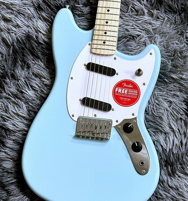 Squier Sonic Mustang Mn Daphne Blue Electric Guitar New w/Gig Bag