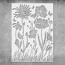 Reusable Wildflower Poppy Stencil Template - Boho Floral Design by StencilAir