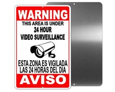 Warning Security 24 Hour Video Surveillance Camera Sign / Decal English /