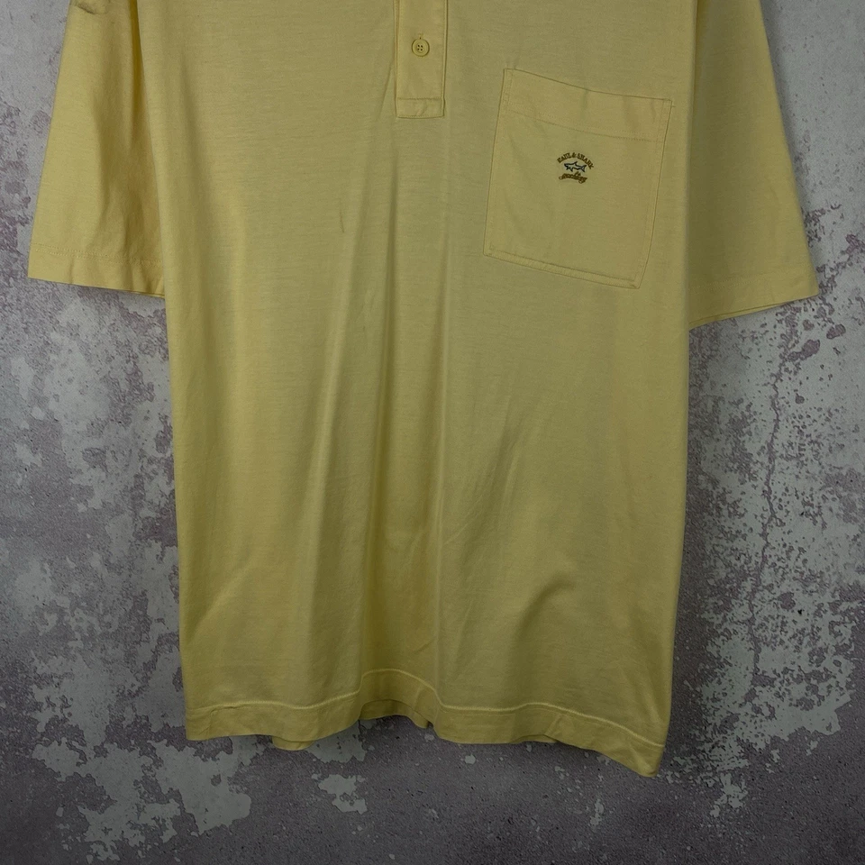 Camisa polo masculina vintage Paul & Shark luxo Y2K Itália amarela tamanho 2XL - Imagem 3 de 4