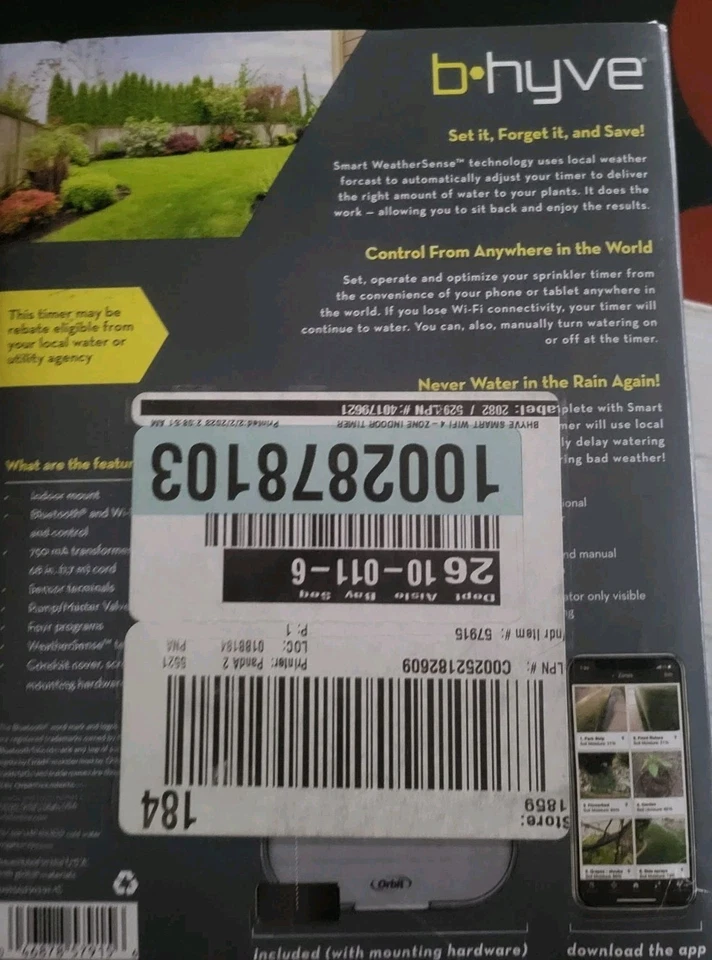 Temporizador rociador interior inteligente Orbit 57915 4 zonas gris B-Hyve Wi-Fi Foto 3 de 3