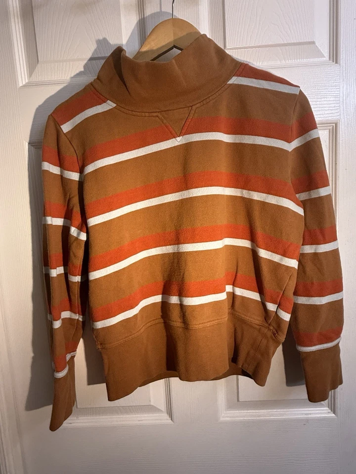 Acogedor suéter suéter Madewell para mujer a rayas medianas naranja óxido manga larga Foto 2 de 4