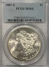 1887-S MORGAN DOLLAR PCGS MS64