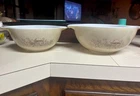 VTG SET OF 2 PYREX FOREST FANCIES MUSHROOM NESTING MIXING BOWLS 443 AND 444