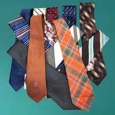 12 Preowned Mens Neck Tie Bundle, Many Brands Including YSL, JC.Penny, Towne Squ