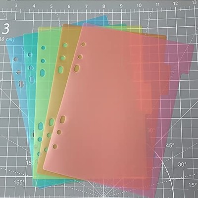 CYFUN DESIGN 5PCS A5 Size Dividers for 6 Ring Binder 5 Pcs Colorful 