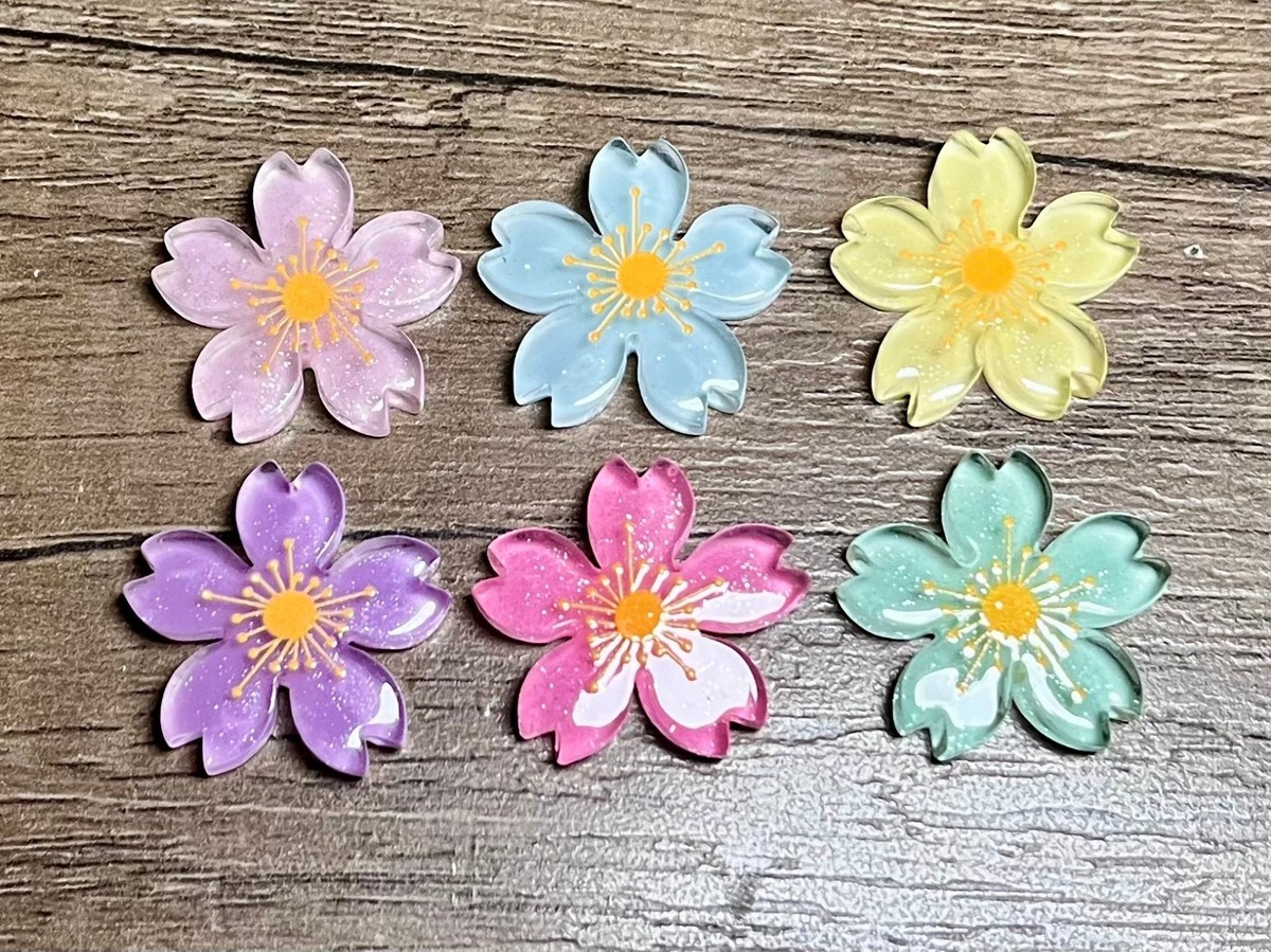 10pc Sakura Cherry Blossom Flower 26mm Shoe Charms for Crocs or