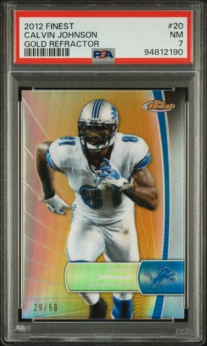 2012 Topps Finest #20 Calvin Johnson Gold Refractor /50 PSA 7 NM