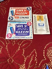 Three Vintage Coupons Two  For Gleem  Toothpaste And One Modess 