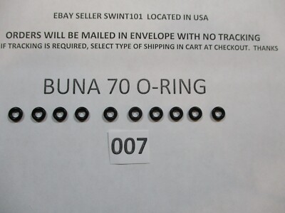 007 O-ring. 5/32'' ID x 9/32'' OD x 1/16'' thick. Buna-70.  Quan 10.