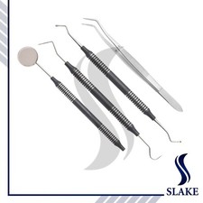 Basic Dental Set Mirror Explorer College Plier Lucas Set Dental Instrument Black