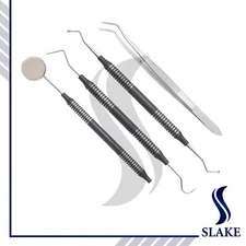 Basic Dental Set Mirror Explorer College Plier Lucas Set Dental Instrument Black