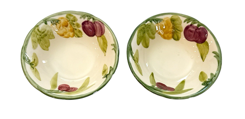 Set of 2 Franciscan Fresh Fruit Cereal Dessert Bowls Handpainted Made in USA 6"