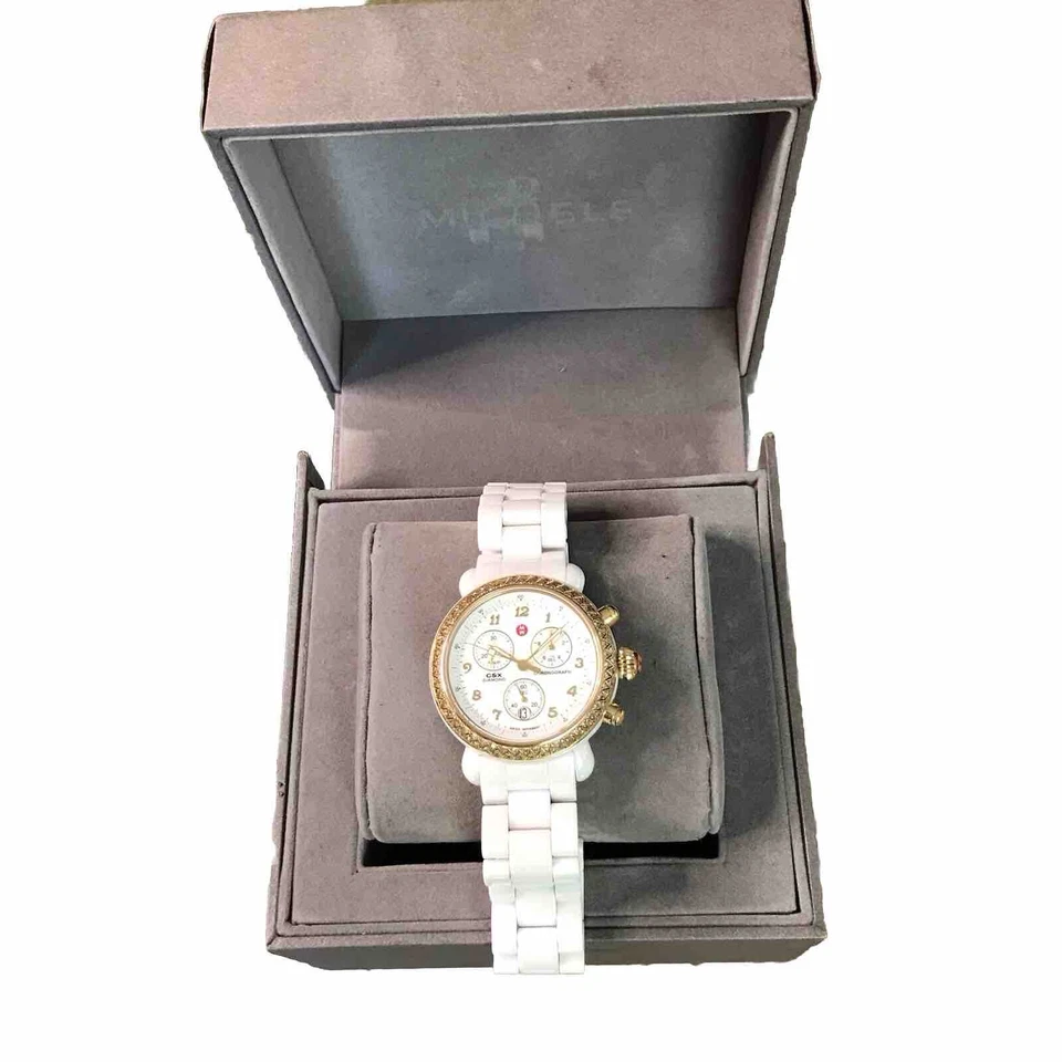 Швейцарские кварцевые часы-хронограф Michele CSX, керамика, бриллиант, золото - Изображение 2 из 4