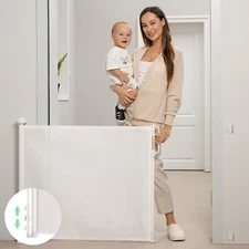 Retractable Baby/Dog Gate, 33" Tall, Extends to 55" Wide Safety Gate White