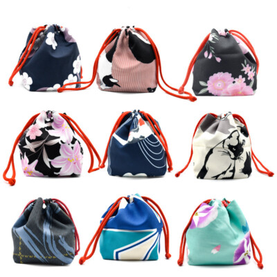 Japanese Style Anime Kimono Handbag Drawstring Sakura Coin Purse