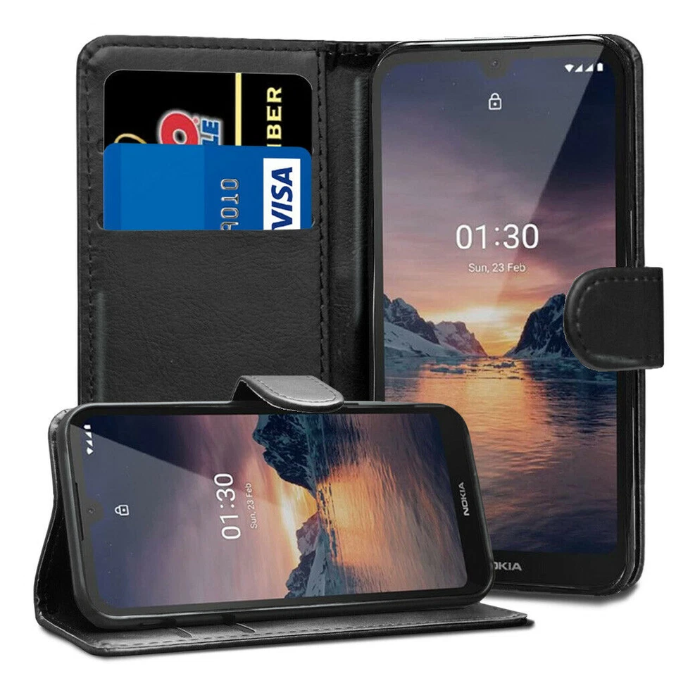 Nokia X71 Black Book Case Flip with Strap + 2.5D Tempered Glass Screen Protector - Image 2 of 4