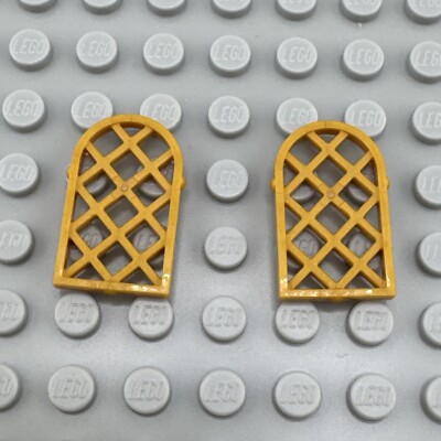 LEGO Window - Pearl Gold - Pane for Window 1 x 2 x 2 2/3 Lattice Diamond- QTY x2