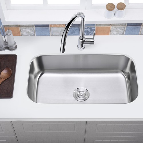 New Stainless Steel Single Bowl Undermount Bar Prep Kitchen Sink Multiple Size - Picture 3 of 16