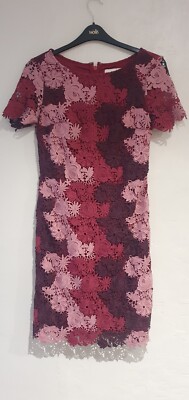 Marks & Spencer Size 10 Per Una Premium Lace Floral Purple Navy Plum Dress M&S