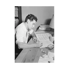 Vintage Music Legend Leonard Bernstein Composing Framed Wall Art Print