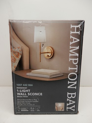 Hampton Bay Ridgeway 1-Light Brass Wall Sconce - 65756
