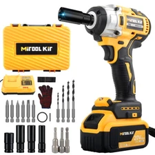 Cordless Impact Wrench 1/2" High Torque Brushless Drill W/4.0ah Battery