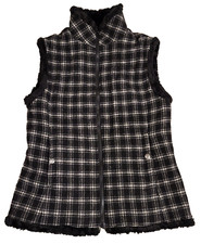 WOOLRICH Womens Size Small Buffalo Plaid Wool Sherpa Lined Vest Gilet Checks