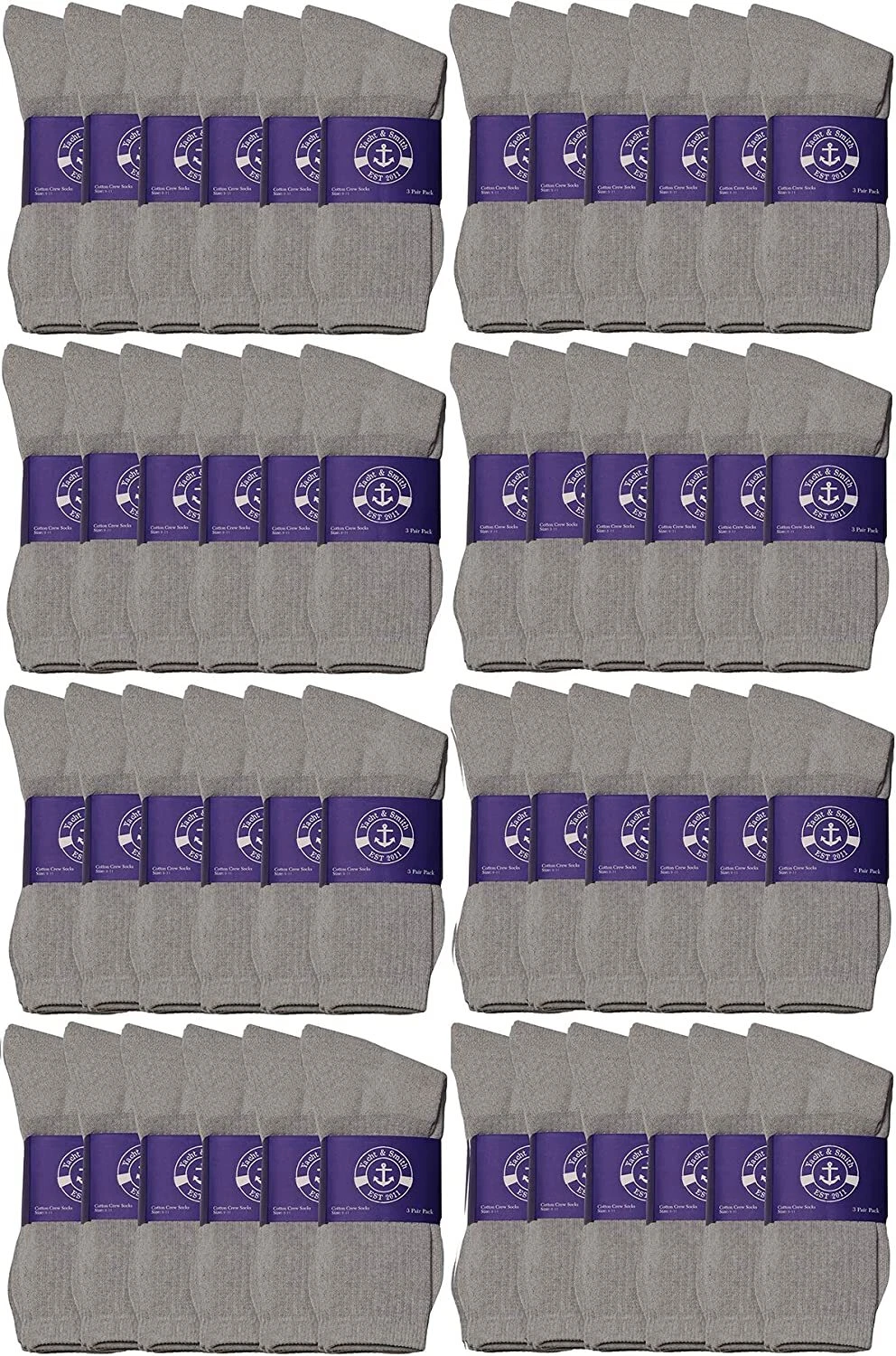 48 Pair Pack of Womens Lightweight Cotton Crew Socks (48 Pairs Womens Gray)