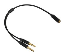 UGREEN Headphone ABS Shell Black Y Splitter 3.5mm Female to 2 Dual 3.5mm Male