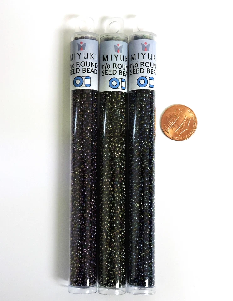 Miyuki Seed Beads Bundle, Size 11/0 Metallic Blue, Green, Purple Iris (24GM x 3) - Image 3 of 4