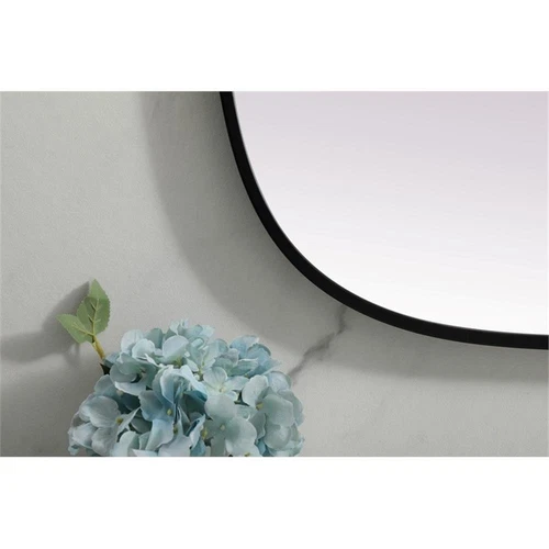 Elegant Decor Brynn 24x40" Oval Modern MDF Wood/Iron Mirror in Black - Picture 8 of 11