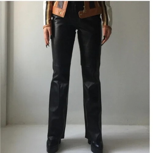 Hugo Buscati Collection Leather Pants Womens Sz 14 Tall Black Straight |  eBay