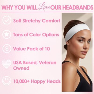 Cotton Blend Headbands for Women 10 Pack Non-Slip Stretch Workout Hair Amazon.com : Styla Hair Headbands for Women Stretch Fashion  main image 4
