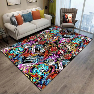 Ed-hardy Tattoo Tiger Hoodie Skull Carpet Tiger Graphic Non-slip Floor Rug