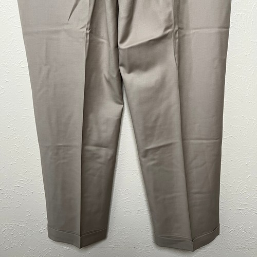 Ralph Ralph Lauren Pants Mens 38x32 Beige 120s & Cashmere Pleated Cuffed - Picture 16 of 17