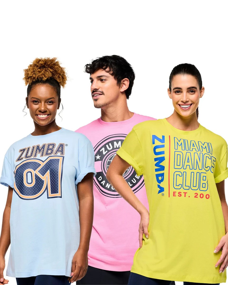 ZUMBA Victory Unisex Tee + FREE BAG! 1 Size Choose Lt. Blue