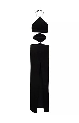 $1895 Mnot Women's Black Triangle Cutout Halter Gown Dress Size 4 | eBay