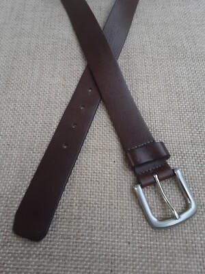 Bass Size L (36) Vintage Brown Leather Casual Belt W/Silver  display picture 2