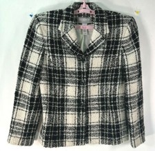 VTG Liz Claiborne Collection Womens Black Wool Blend Button Front Jacket Size 12
