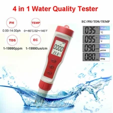 4 in 1 PH/TDS/EC/TEMP Meter LCD Digital Water Quality Monitor Tester Purity Pen