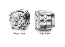 Magnetic Cubic Zirconia Stainless Steel Stud Earrings Mens Womens Non-Piercing