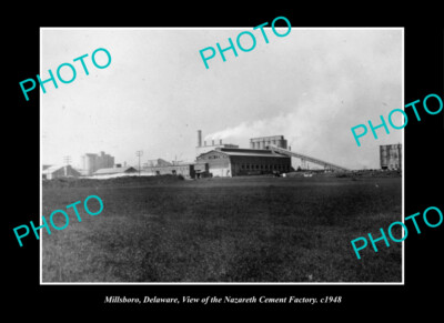 OLD LARGE HISTORIC PHOTO MILLSBORO DELAWARE, NAZARETH CEMENT FACTORY c1948