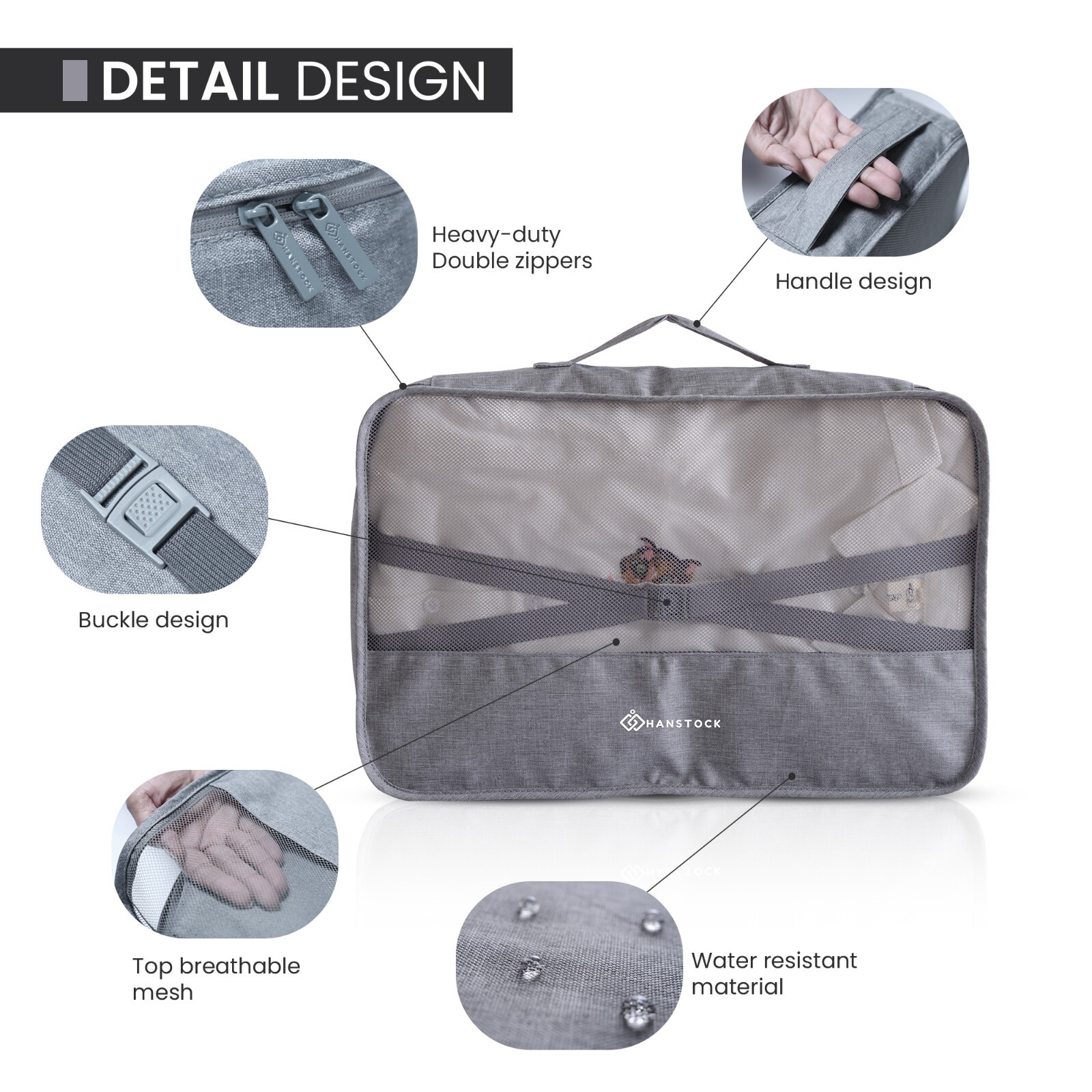 Hanstock Packing cubes, 8 Pcs Multifunction Water Resistant Suitcase