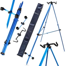 NGT SEA FISHING TRIPOD BEACH ROD STAND 2 SALT SEA FISHING RODS REELS BLUE 7ft