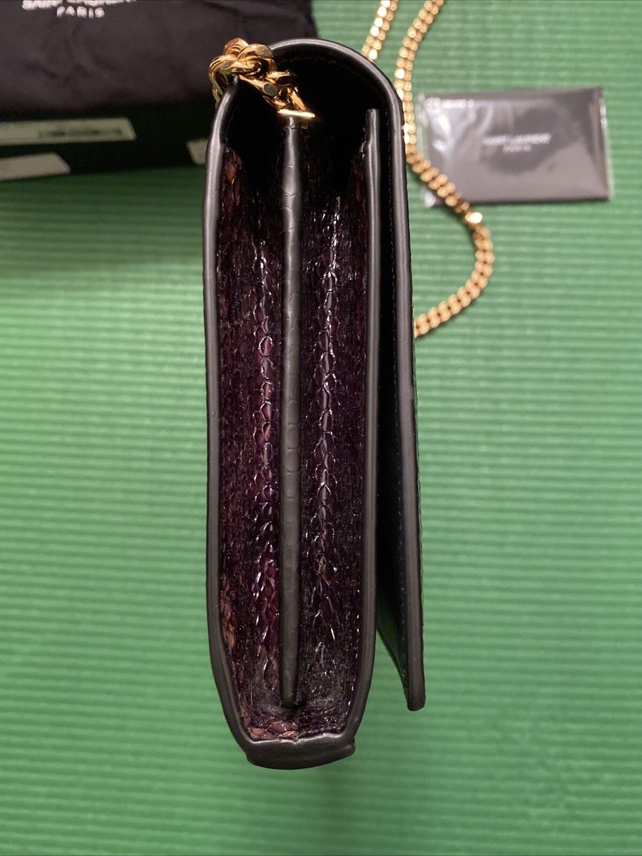 YSL Saint Laurent Monogram Python Effect Leather CrossBody Chain