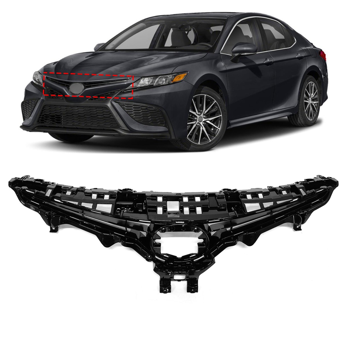 Gloss Black Grille For 2021-2022 Toyota Camry SE XSE – Upper & Lower Set