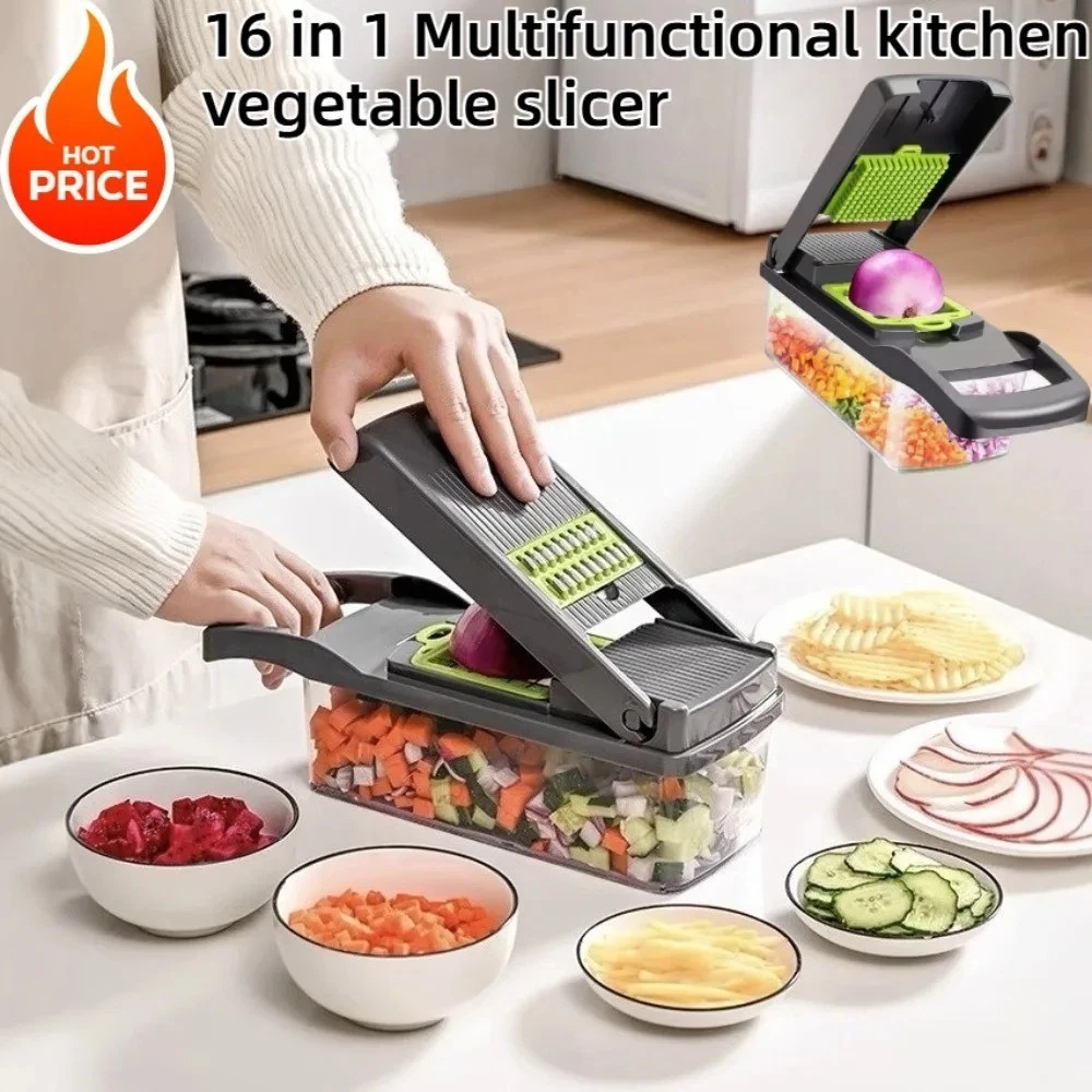 16 in 1 Vegetable Chopper Salad Fruit Mandolin Slicer Food Dicer Cutter Peeler
Opens in a new window